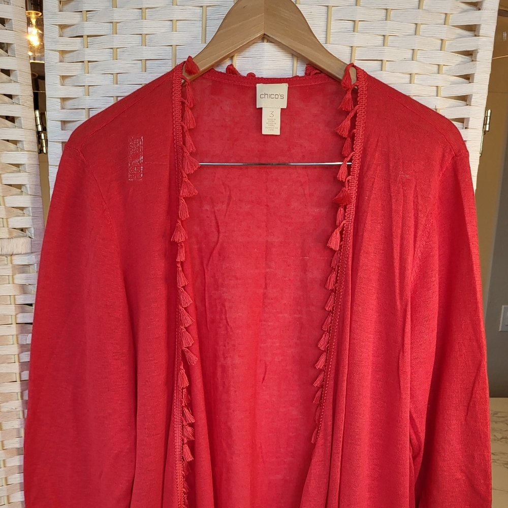 Chico's lightweight sweater with tassels